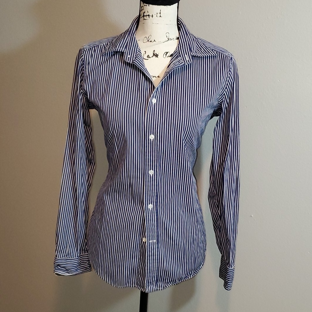 Navy and white Stripe Ralph Lauren long sleeve